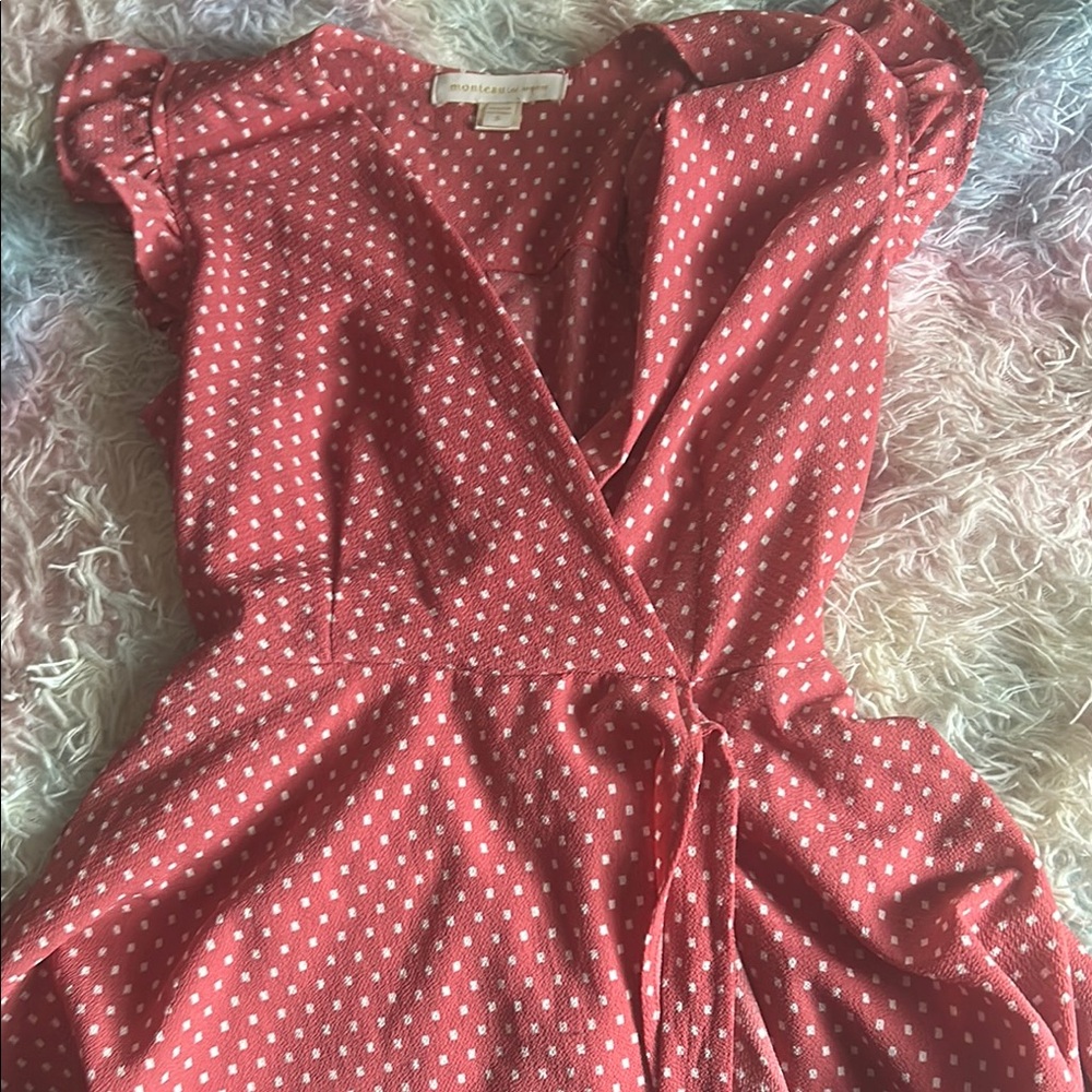 Polka Dot Wrap Top - peach